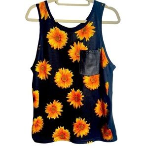 Broken Threads Men’s Sunflower Black Tank Top Size S